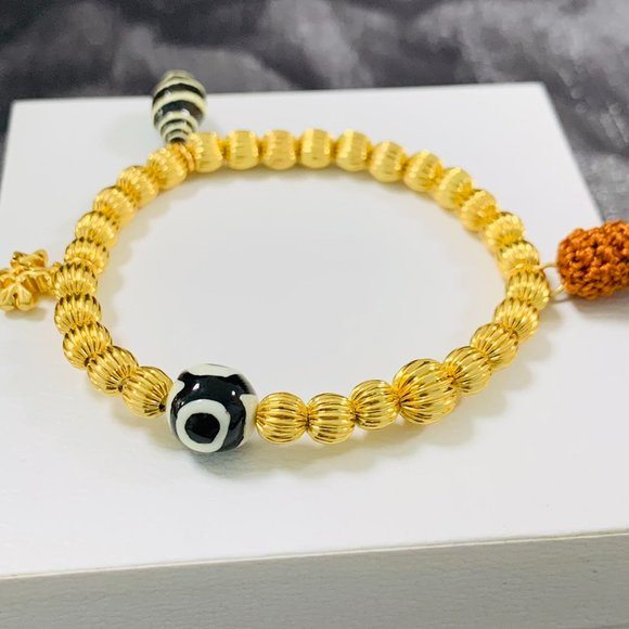 Tory Burch Bracelet Roxanne Multicolot Bead Tassel bracelet Rolled Gold - Picture 4 of 14